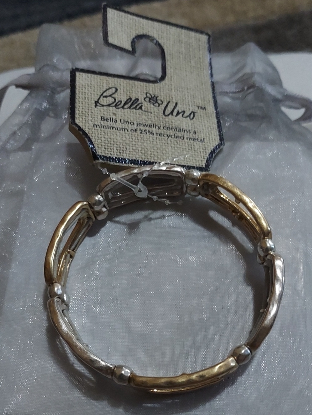 Kohl's Two-Tone Gold and Silver Stretch Link Bracelet